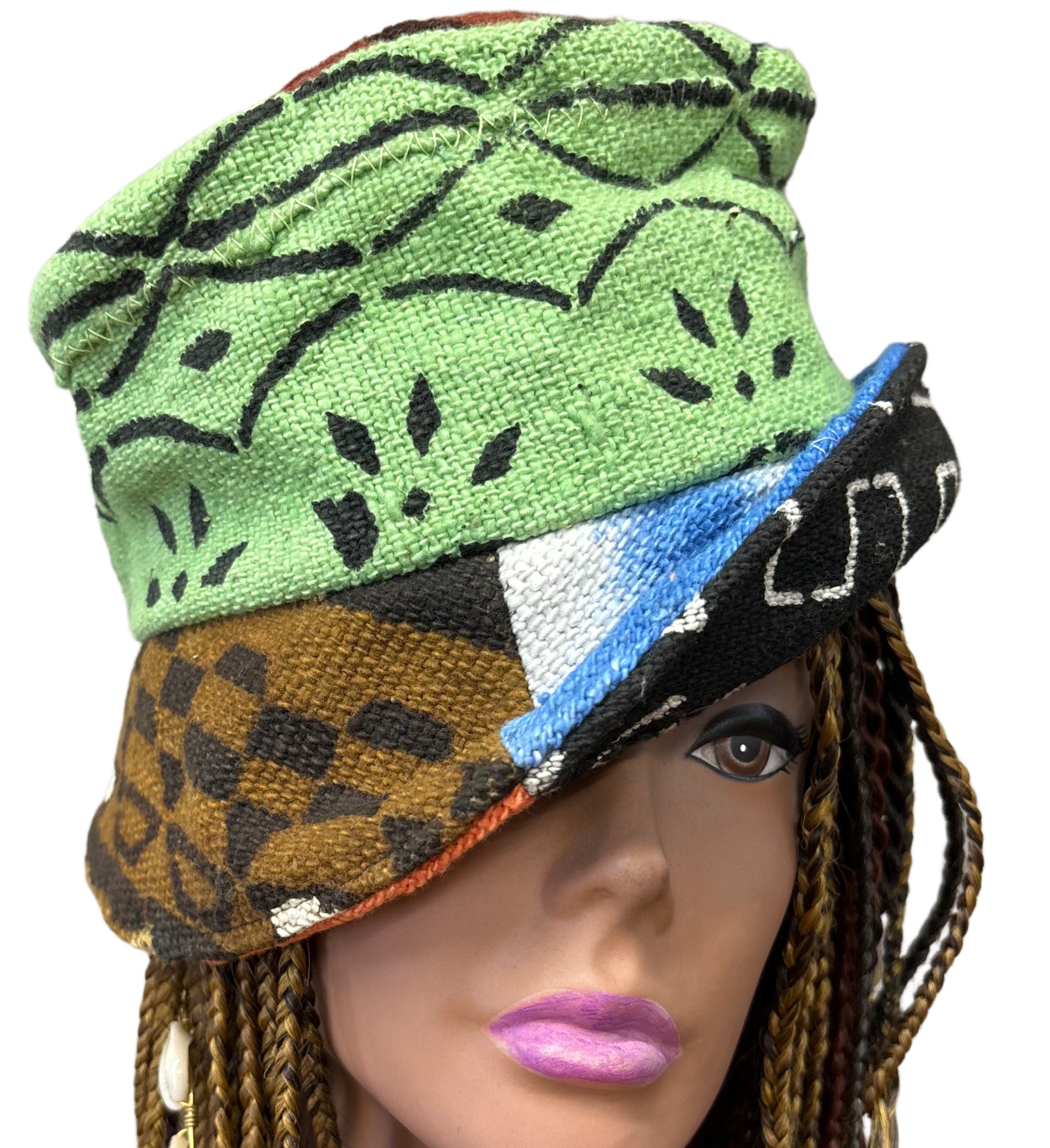 Unisex MudCloth Bucket Hat Green Multi Print