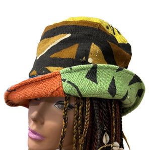 Unisex MudCloth Bucket Hat Brown Multi Print