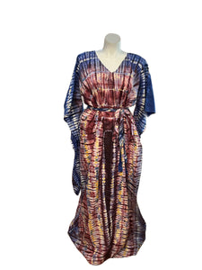 Adire' Blue Multi Maxi Dress