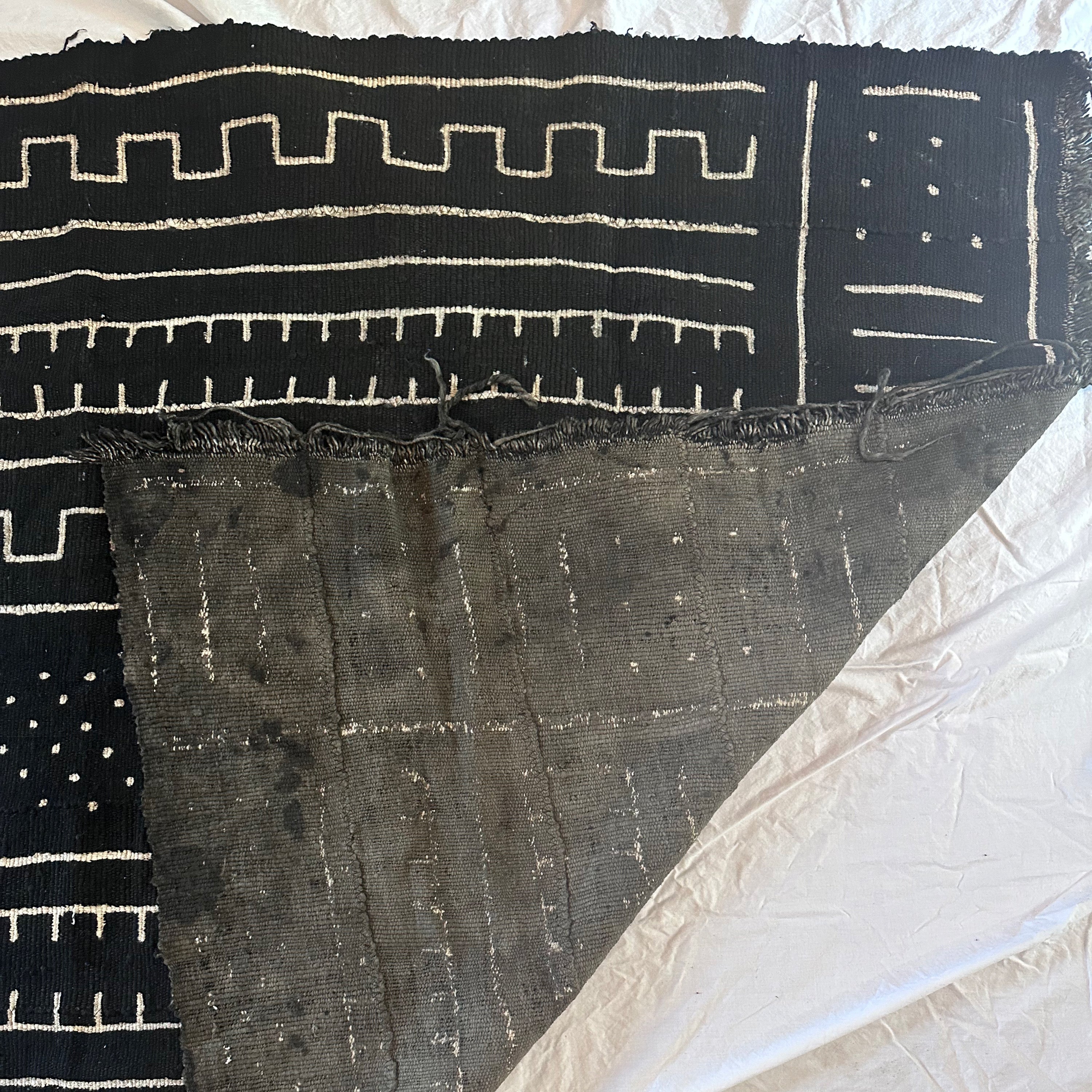 Handmade Mud Cloth Fabric Black & Cream