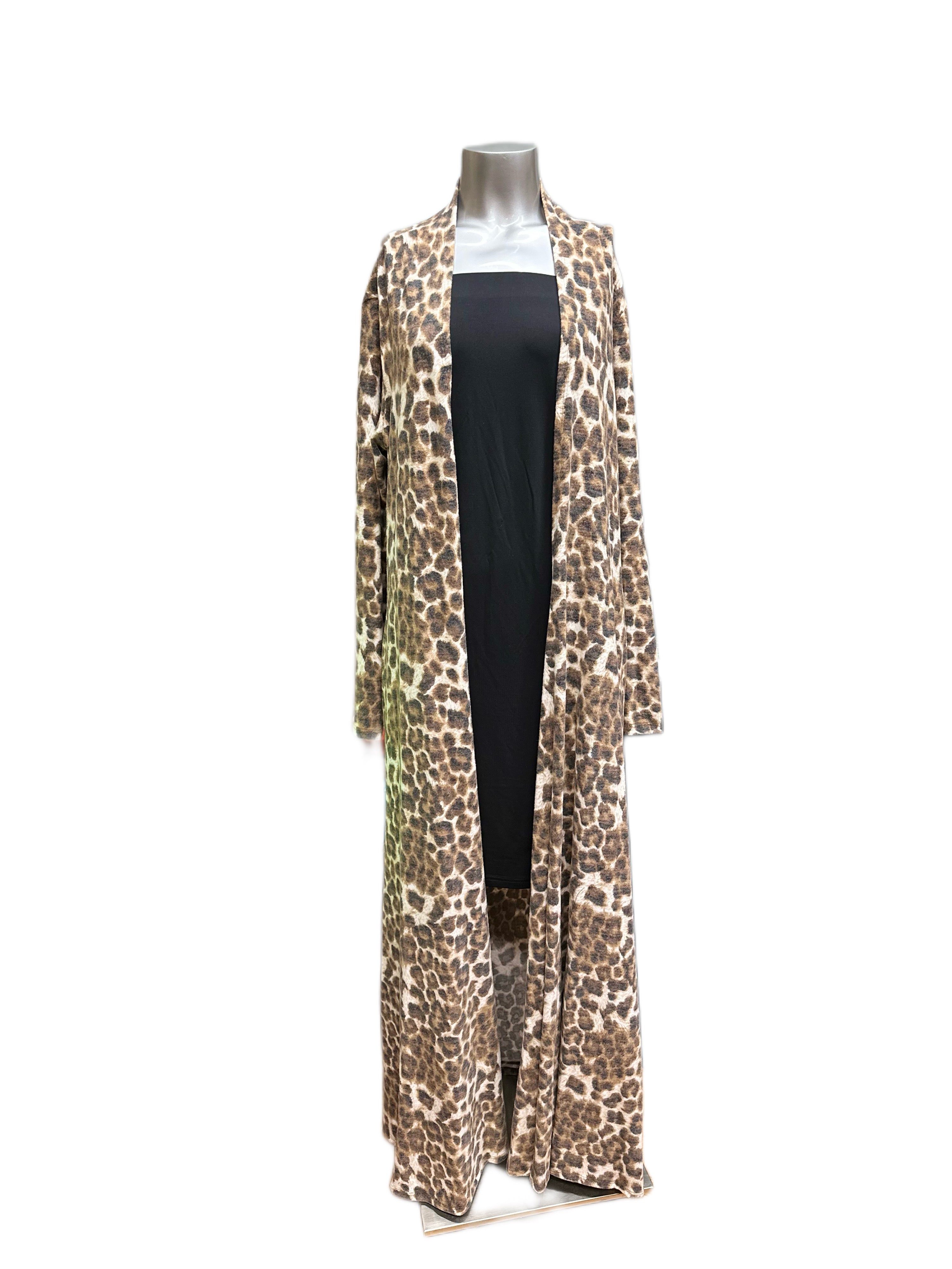 Long sleeve super cozy animal print duster