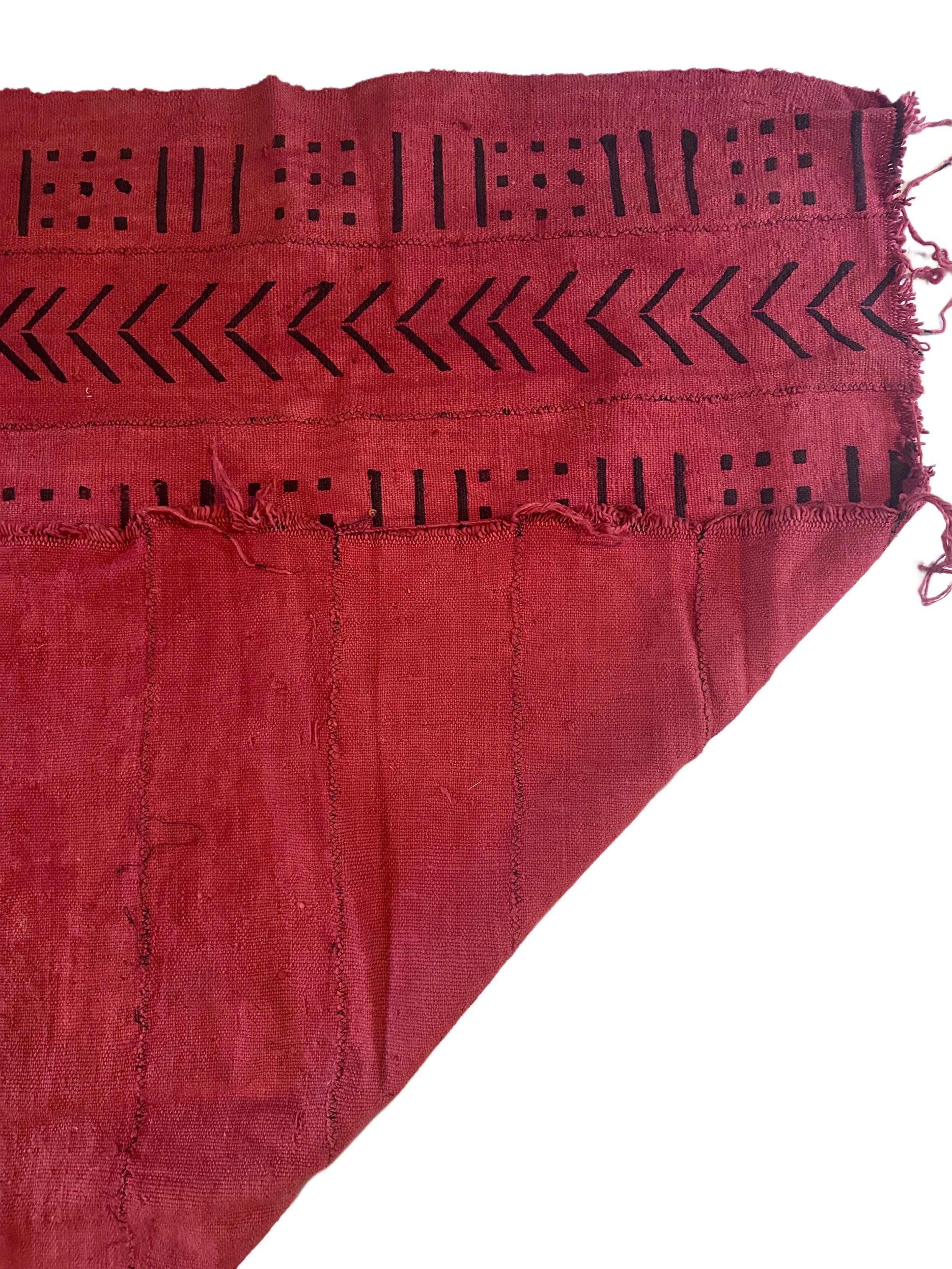 Handmade Mud Cloth Fabric Red & Black