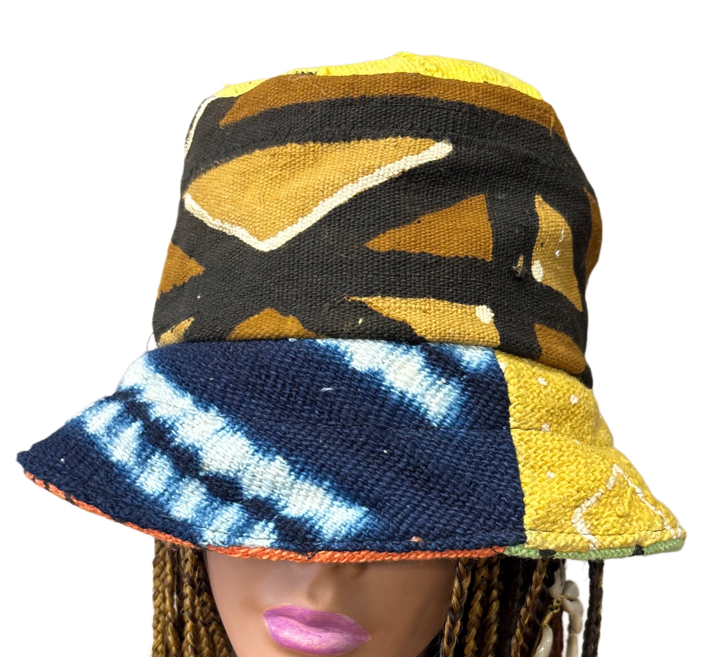 Unisex MudCloth Bucket Hat Brown Multi Print