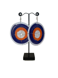 Handmade Beaded Circle Earrings White/Orange/Blue