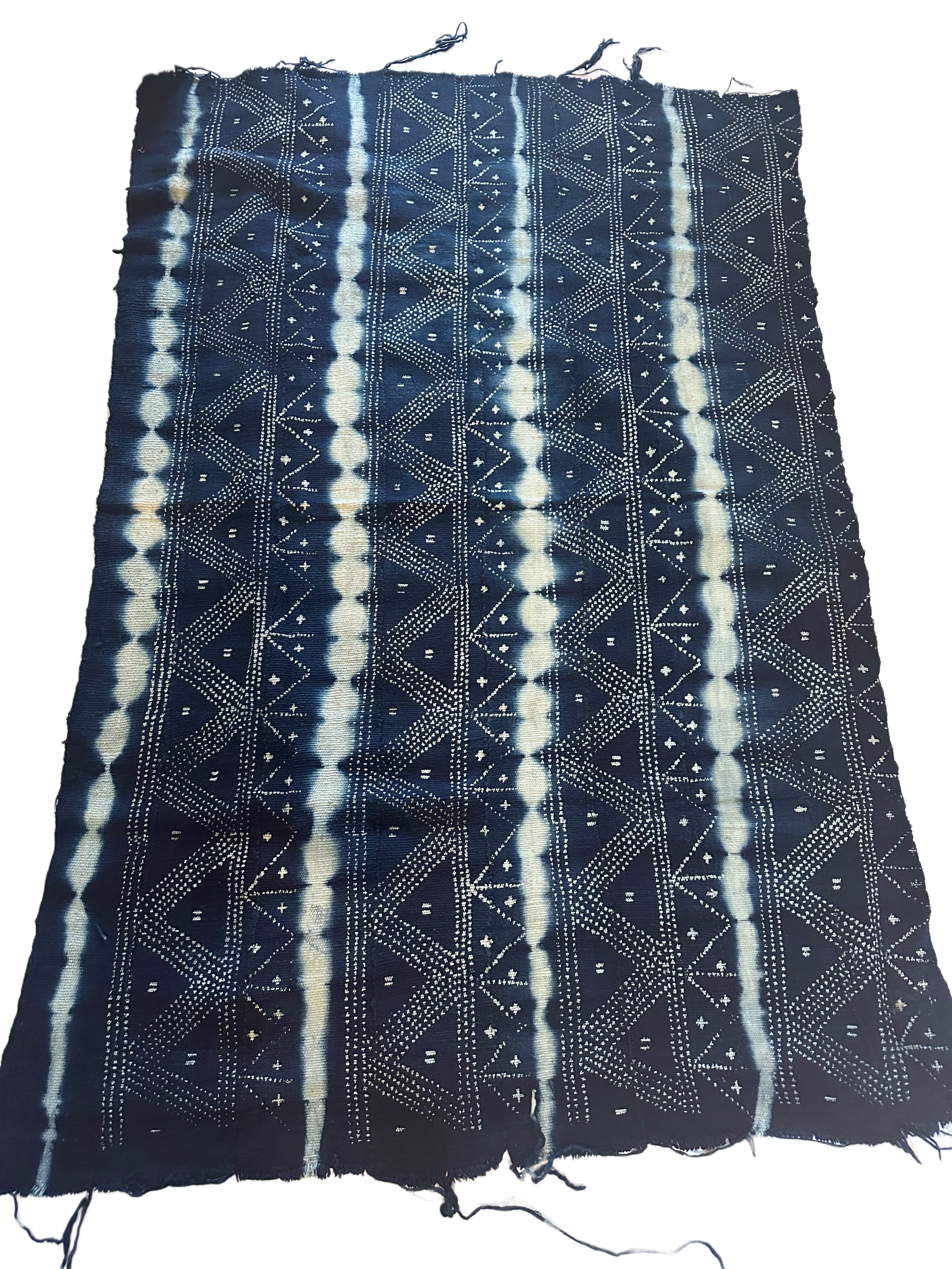 Handmade Mud Cloth Fabric Navy & Cream Tie-dye