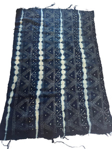 Handmade Mud Cloth Fabric Navy & Cream Tie-dye