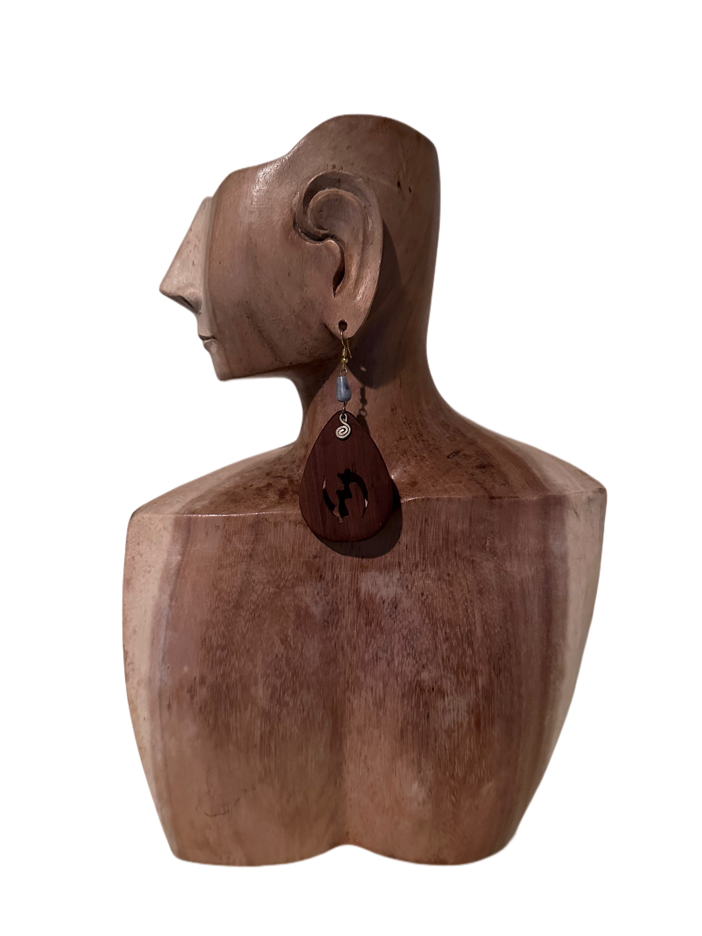 Handmade Brass and Wood Dangling Earrings