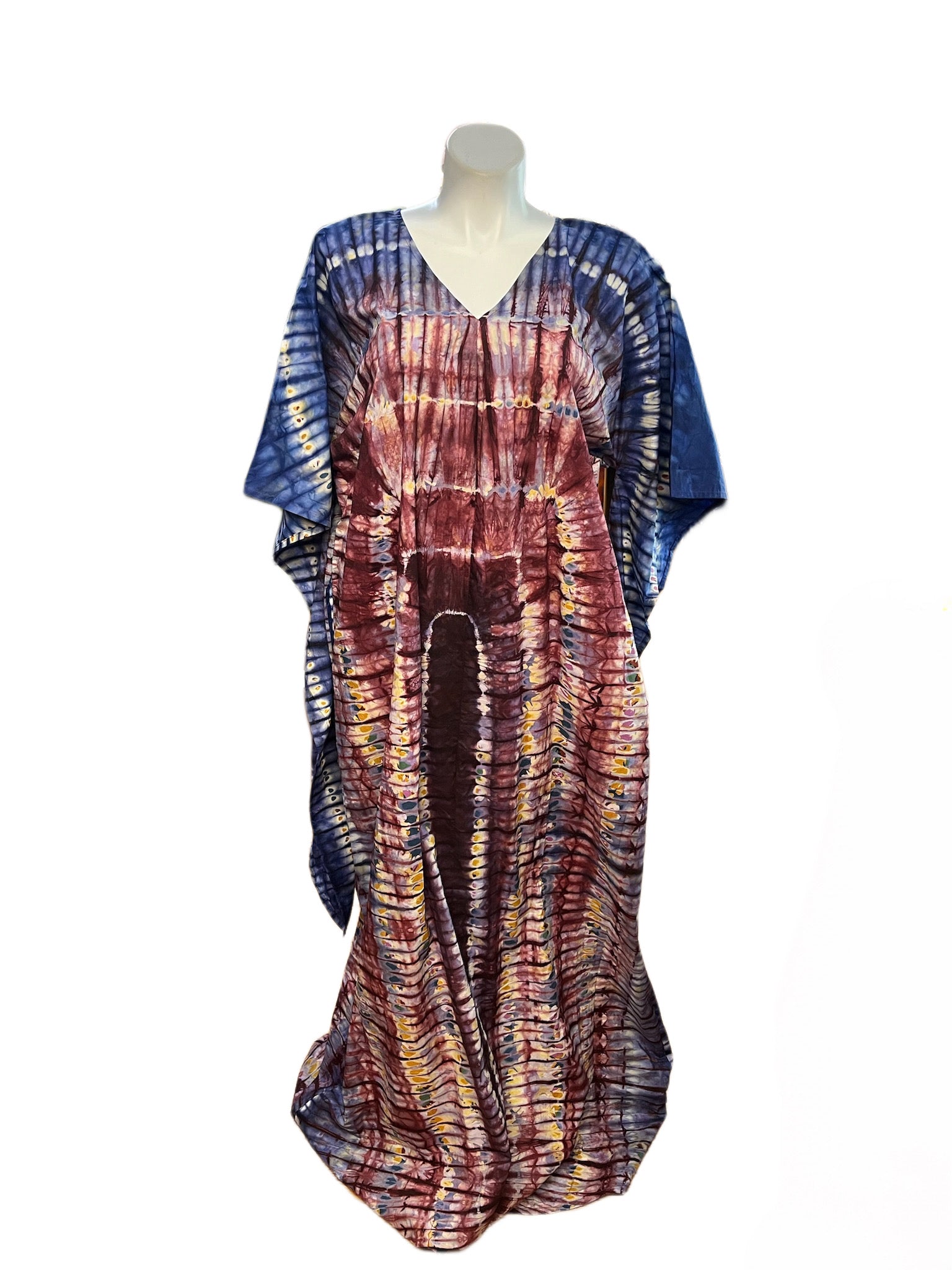 Adire' Blue Multi Maxi Dress