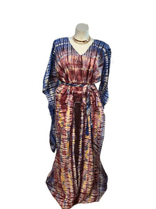 Adire' Blue Multi Maxi Dress