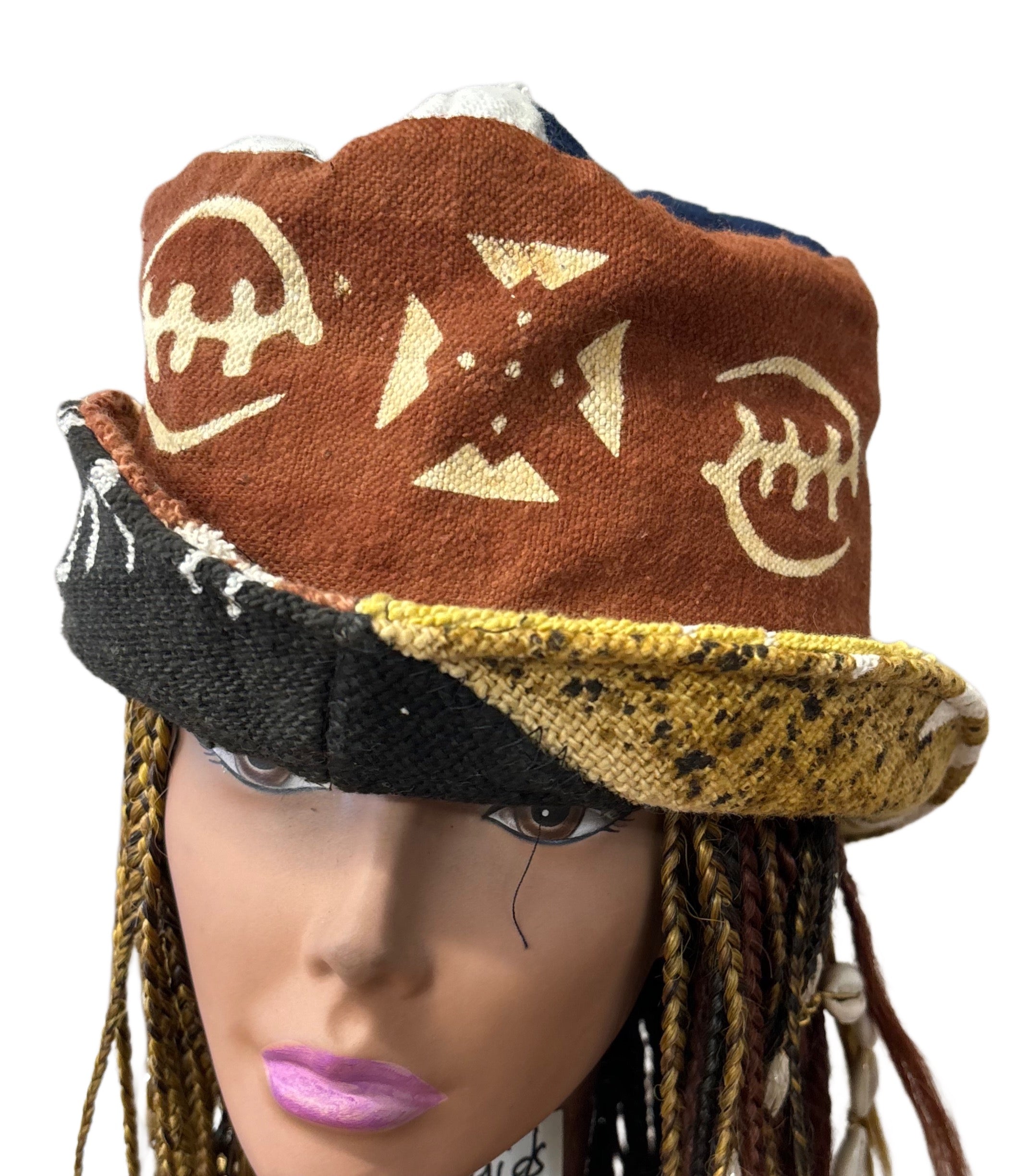 Unisex MudCloth Bucket Hat Brown Multi Print