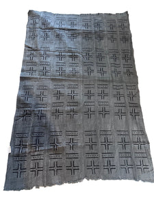 Handmade Mud Cloth Fabric Gray & Black