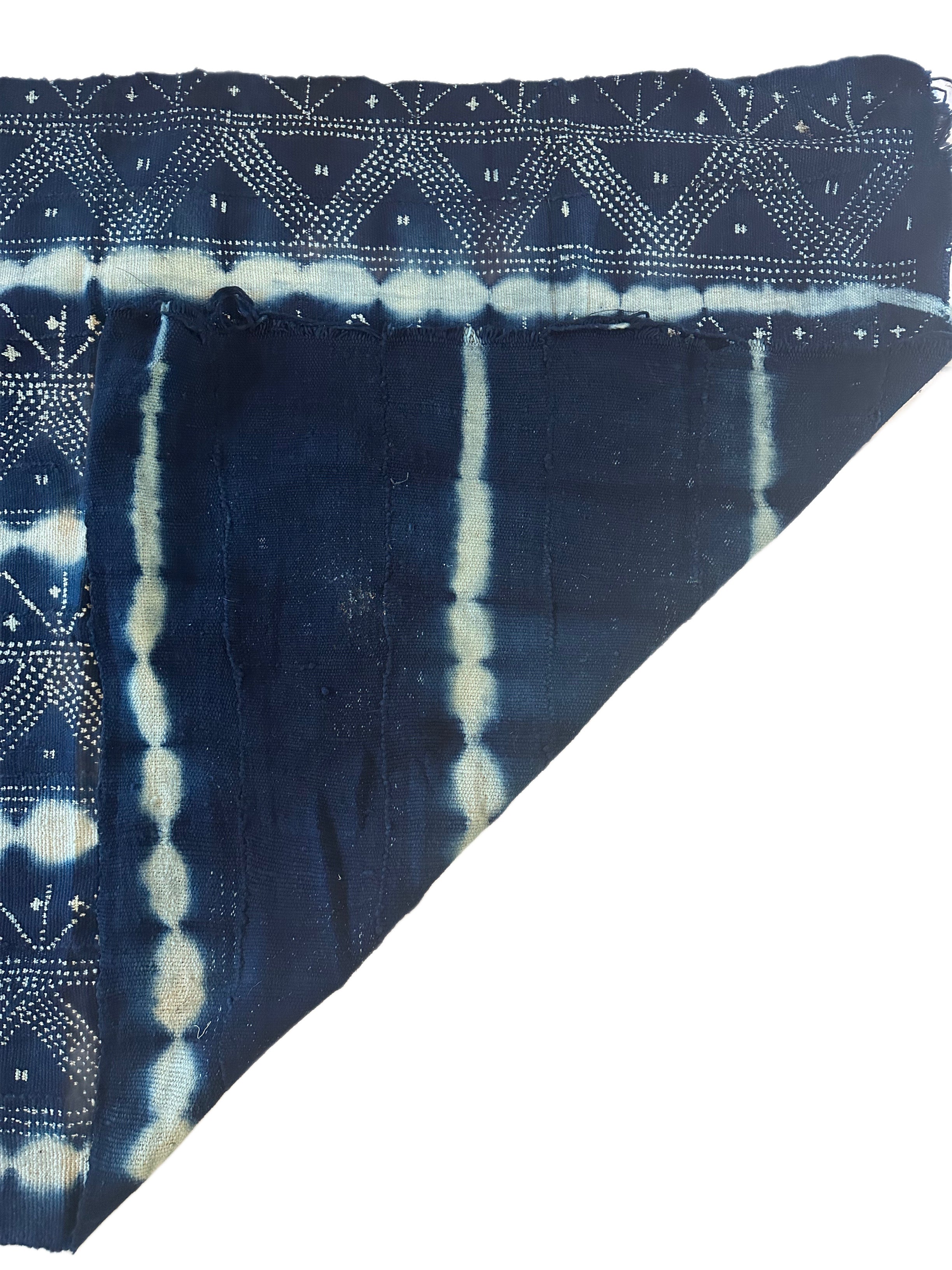 Handmade Mud Cloth Fabric Navy & Cream Tie-dye