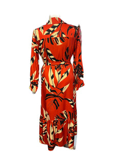 Print Belted Maxi Dress with Collar