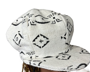 Unisex Mudcloth Rasta Cap White Multi Print