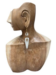 Brass & Bone Cowrie Mask Face Earrings