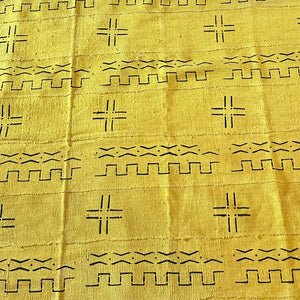 Handmade Mud Cloth Fabric Yellow & Black Print 1