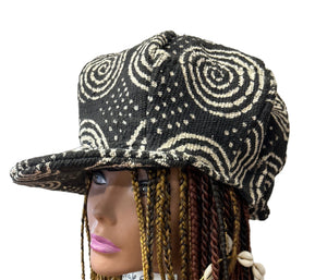 Unisex Mudcloth Rasta Cap Black Multi Print