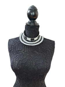 Black & White Beaded Collar Neckpiece