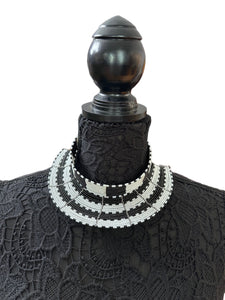 Black & White Beaded Collar Neckpiece