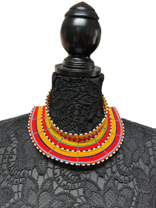 Red Multi Beaded Collar Neckpiece