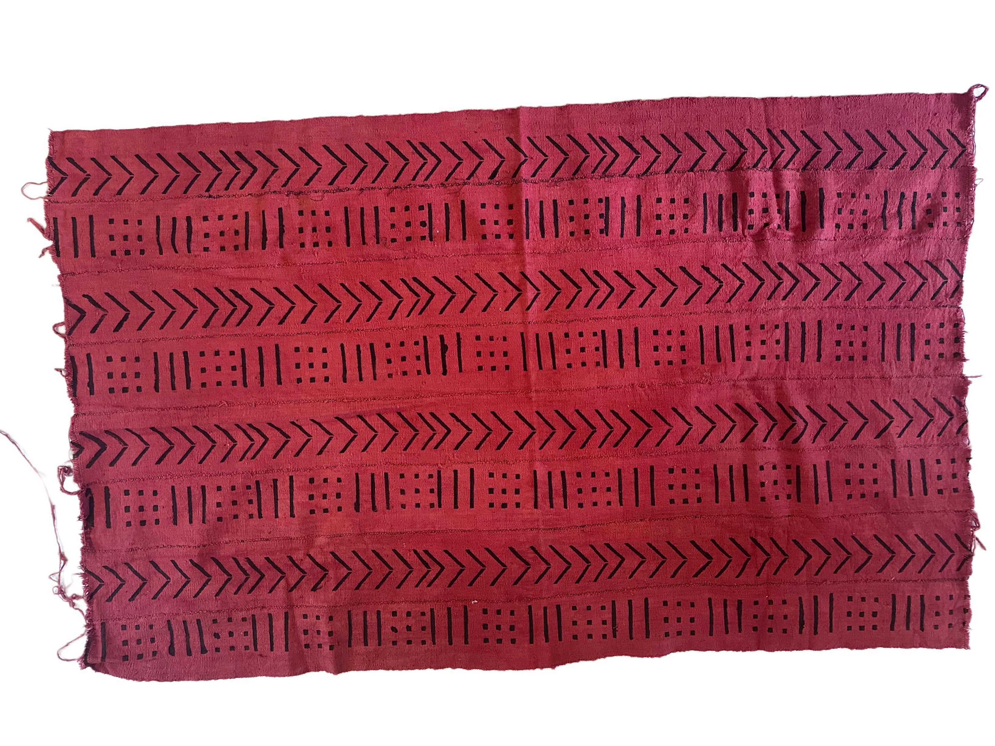 Handmade Mud Cloth Fabric Red & Black