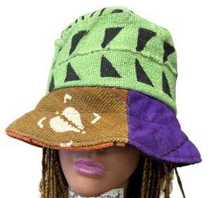 Unisex MudCloth Bucket Hat Green Multi Print