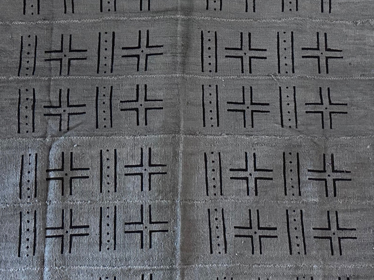 Handmade Mud Cloth Fabric Gray & Black