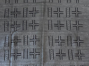 Handmade Mud Cloth Fabric Gray & Black