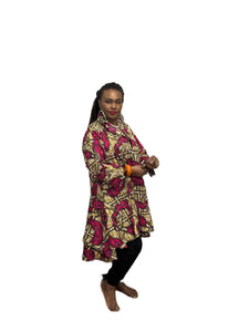 2 Piece Print Tunic With Pockets and Head Wrap