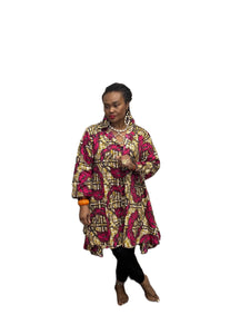 2 Piece Print Tunic With Pockets and Head Wrap