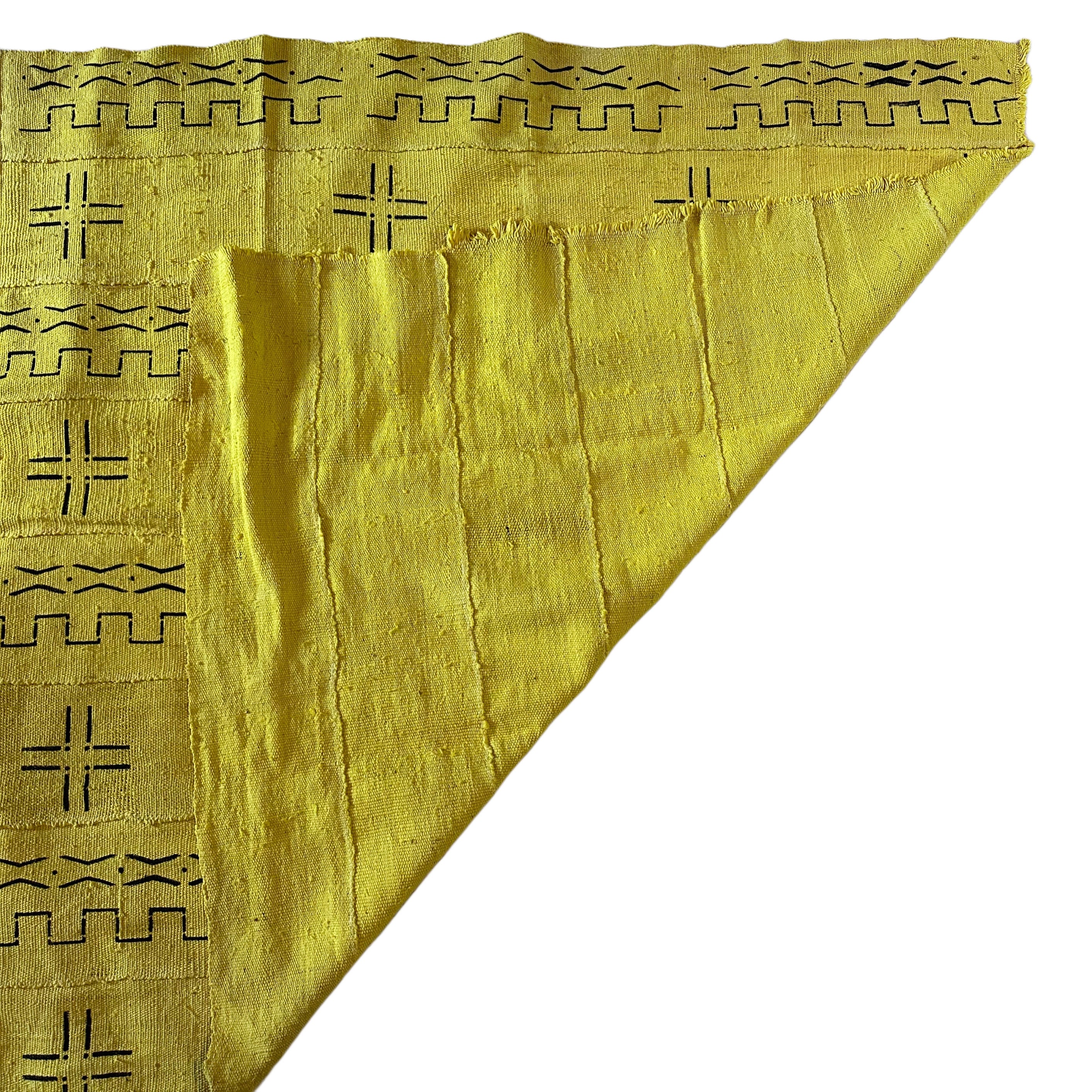 Handmade Mud Cloth Fabric Yellow & Black Print 1