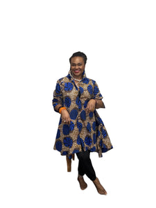 2 Piece Print Tunic With Pockets and Head Wrap