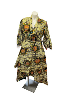 High Low Reversible Jacket Dress Turq Print