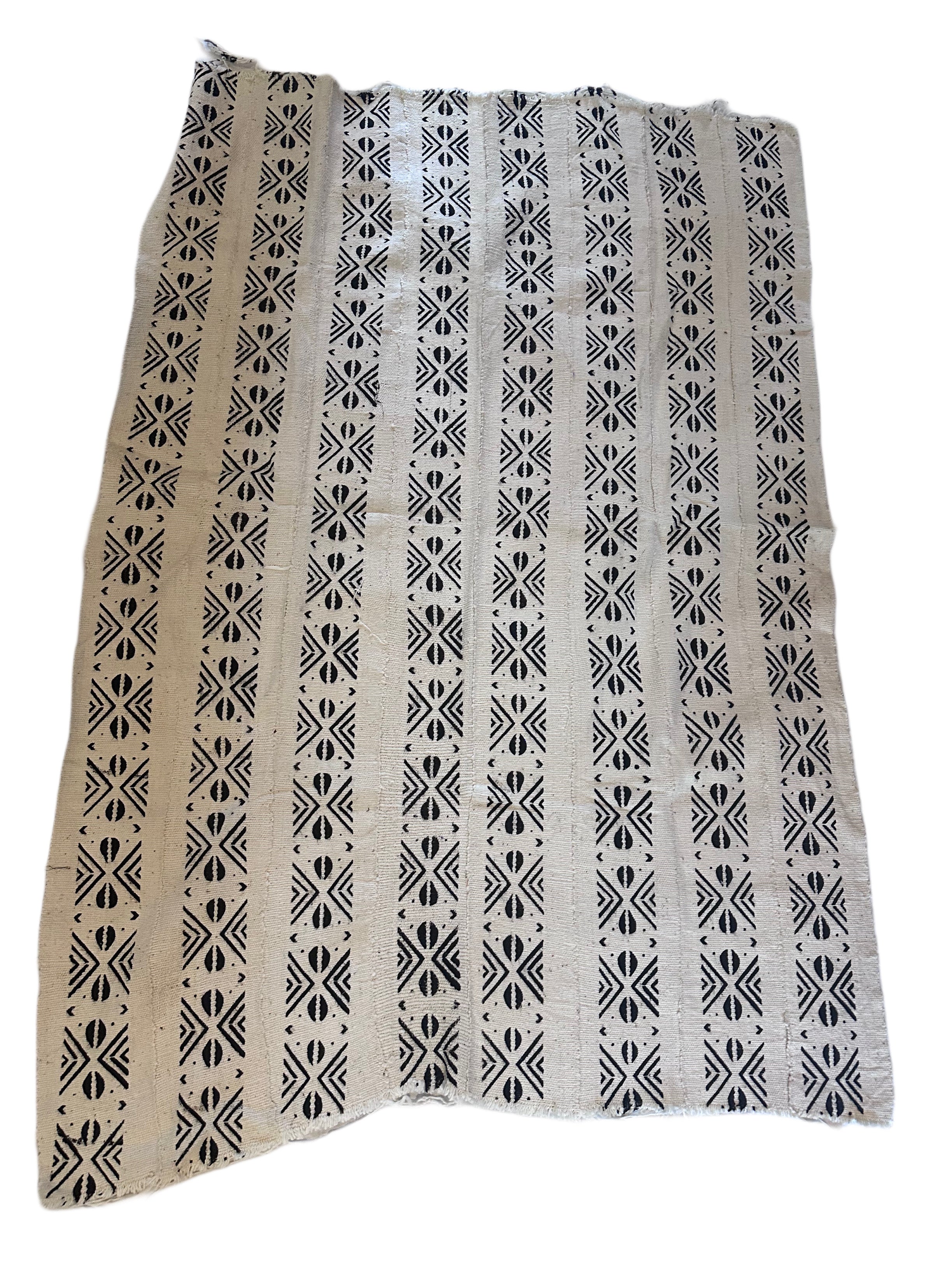 Handmade Mud Cloth Fabric Cream & Black Cowrie Print