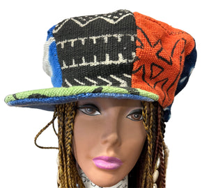 Unisex Mudcloth Rasta Cap Black Multi Print