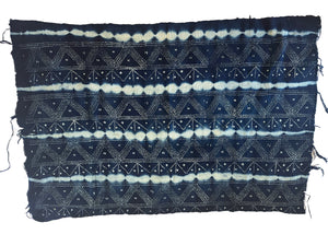 Handmade Mud Cloth Fabric Navy & Cream Tie-dye