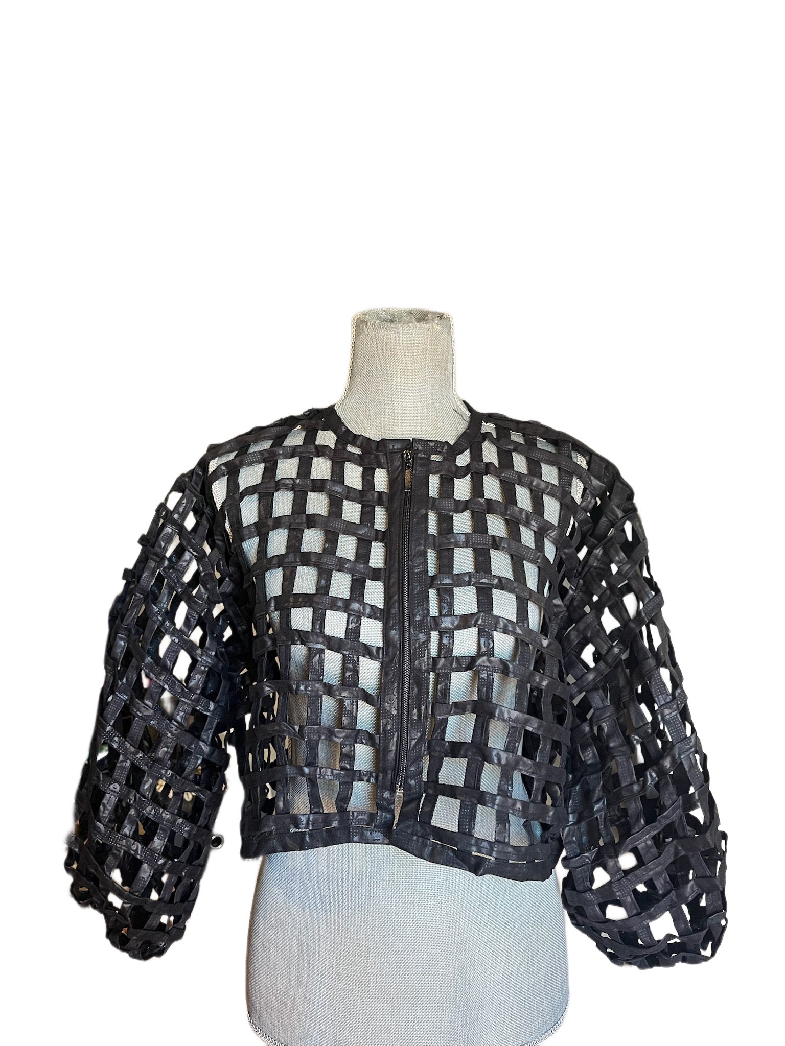 Zip Front Cropped Cage Jacket