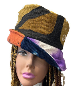 Unisex MudCloth Bucket Hat Brown Multi Print