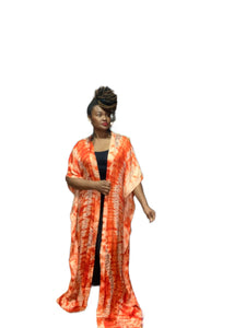 Over Sized Adire’ Silk Chiffon Kimono Dress One Size up to 2X