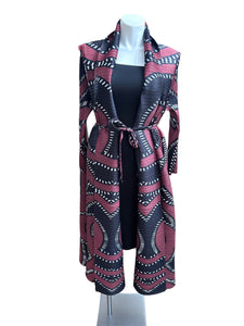 Black & Wine Slinky Duster With Belt