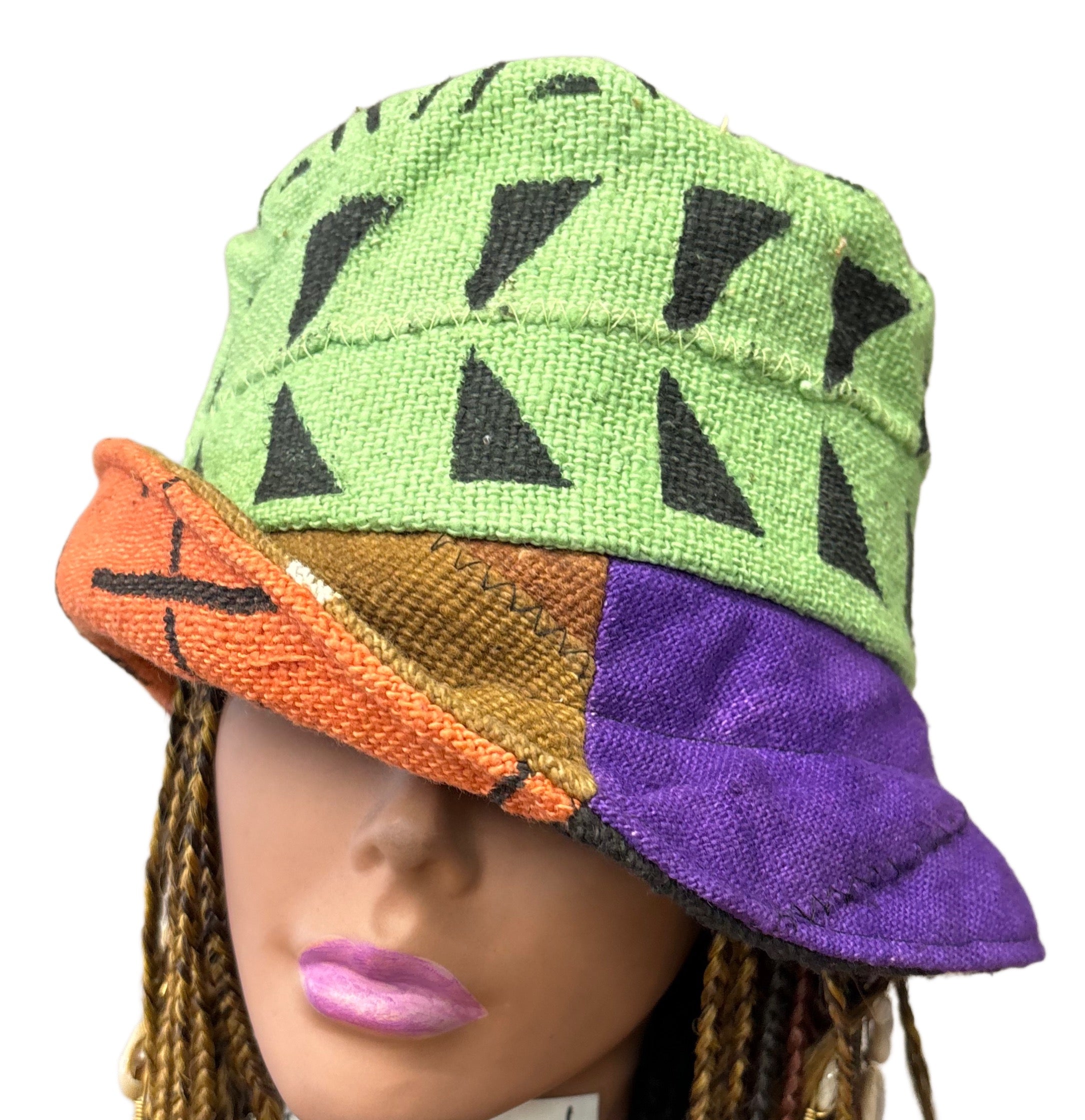 Unisex MudCloth Bucket Hat Green Multi Print