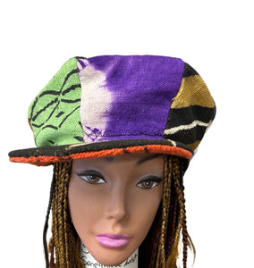 Unisex Mudcloth Rasta Cap Purple Multi Print