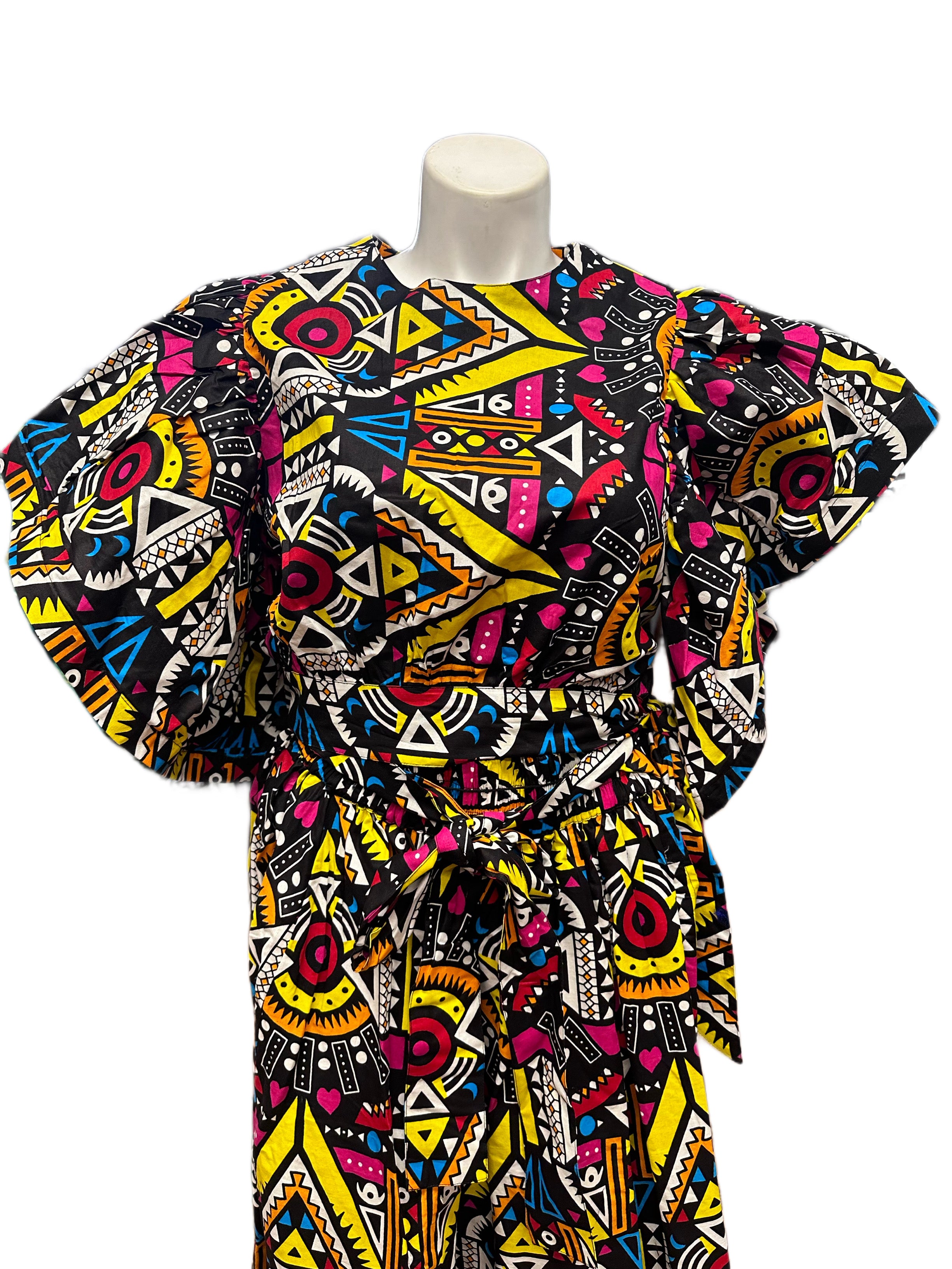 Vibrant Multi Print Top & Skirt Set